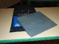 The folder open showing how the wedge and frame fit together